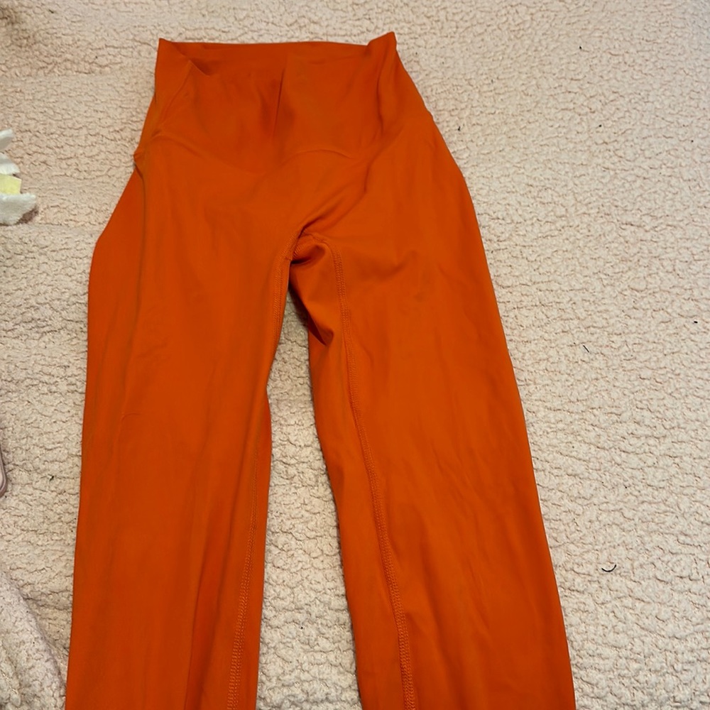 Orange full length leggings back pocket NEVER WORN